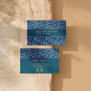 Cartão De Visita Elegante e moderno Padrão Floral Chic