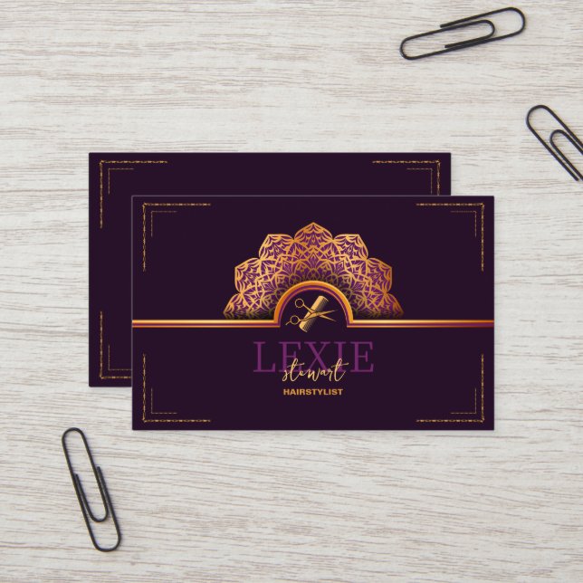 Cartão De Visita Elegante e Sofisticado Referencial de Cabeleireiro (Frente/Verso In Situ)