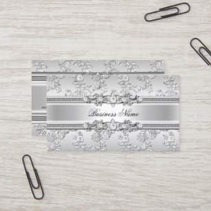 Cartão De Visita Elegante e sofisticado visual floral com relevo pr