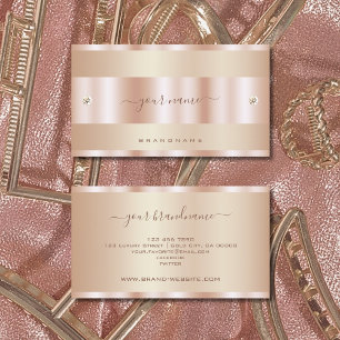 Cartão De Visita Elegante efeito Rosa Dourado com pequenos diamante