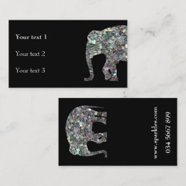 Cartão De Visita Elegante elefante cintilante de mosaico prateado