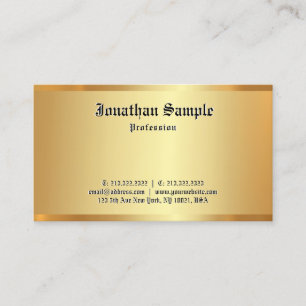 Cartão De Visita Elegante Elegante Dourado Efeito Clássico Texto de