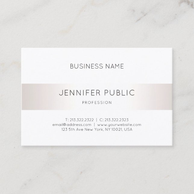 Cartão De Visita Elegante Elegante Mínimo Faux Silver Professional (Frente)