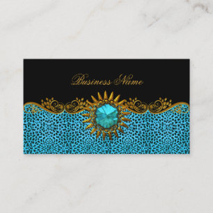 Cartão De Visita Elegante Elite Classe Azul Turquesa Preto Dourado