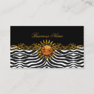Cartão De Visita Elegante Elite Clássico Preto Dourado Zebra Animal
