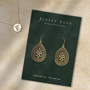 Cartão De Visita Elegante Emerald Green Jewelry Earring