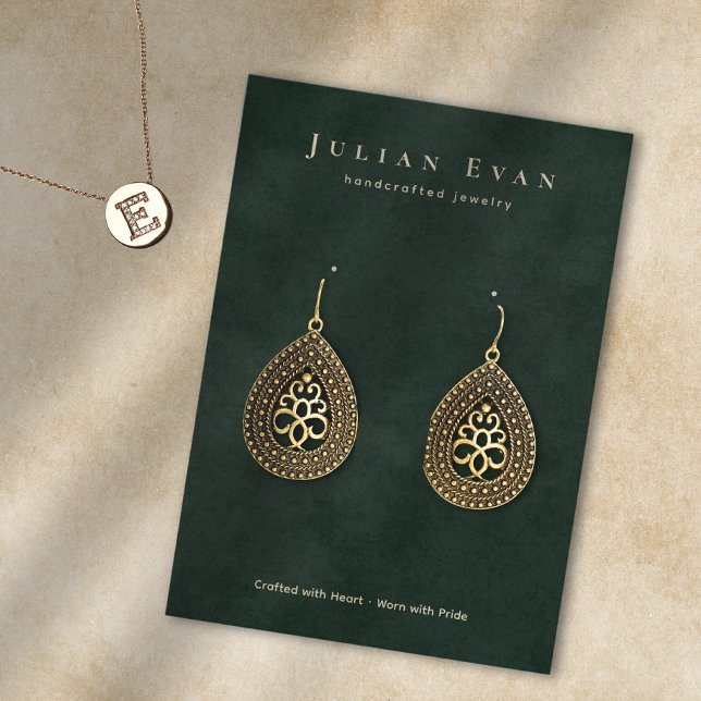 Cartão De Visita Elegante Emerald Green Jewelry Earring (Elegant Emerald Green Jewelry Earring Display Business Card)