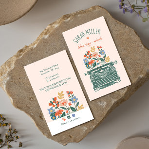 Cartão De Visita Elegante Escritor de Digitalização Vintage Bloomin