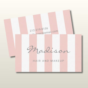 Cartão De Visita Elegante Estilista Cabelo & Maquiagem Rosa Bege