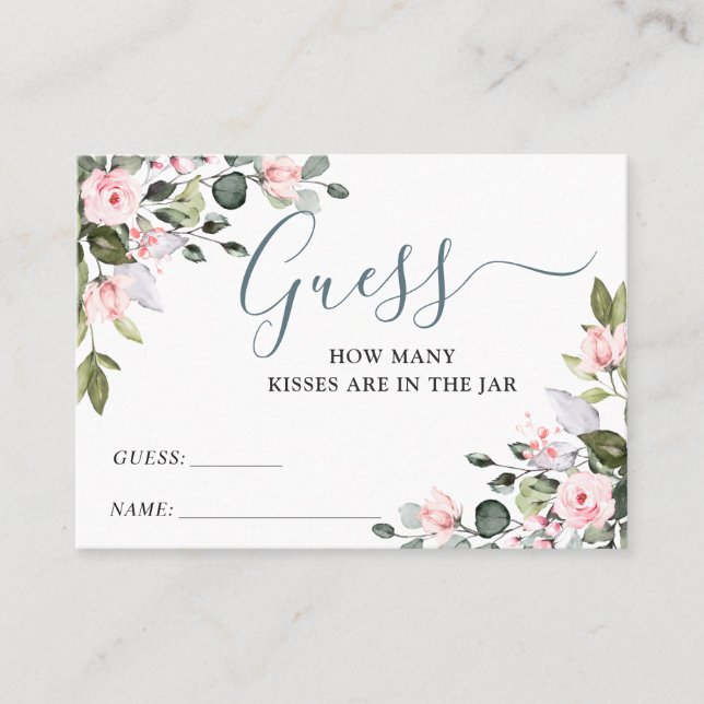 Cartão De Visita Elegante Eucalyptus Adivinha Quantas Cartas De Jog (Frente)