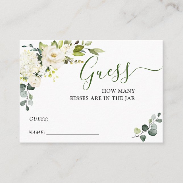 Cartão De Visita Elegante Eucalyptus Adivinha Quantas Cartas De Jog (Frente)