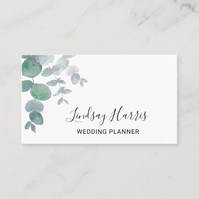 Cartão De Visita Elegante Eucalyptus Greenery Planner (Frente)