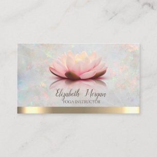Cartão De Visita Elegante Faixa de Ouro Lotus Yoga Opala