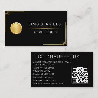 Cartão De Visita Elegante Faixa Dourada Logotipo de Motorista 