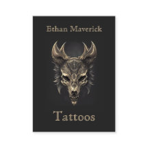 Elegante Fantasia Gótica Wolf Skull Black & Dourad