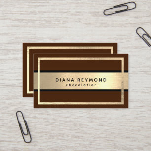 Cartão De Visita Elegante Faux Dourada Brown Chocolatier