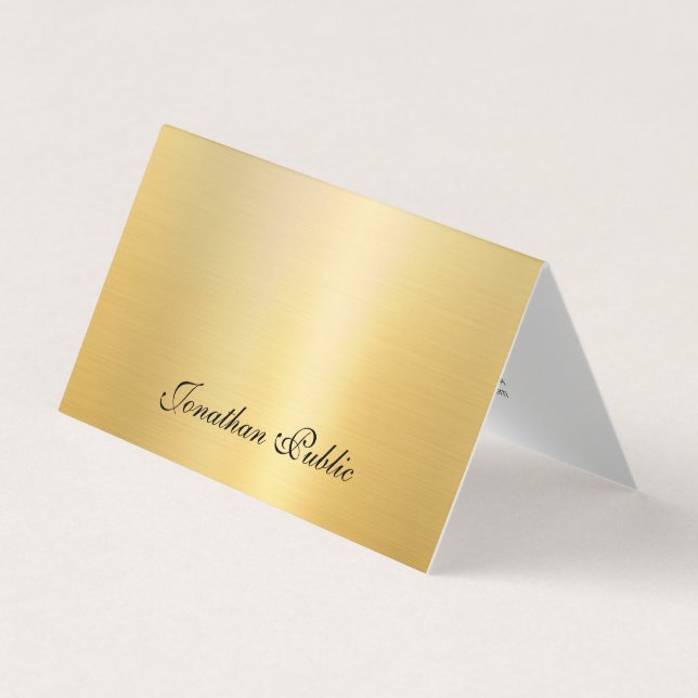 Cartão De Visita Elegante Faux Dourado Modern Handwrite Name Modelo (Frente)