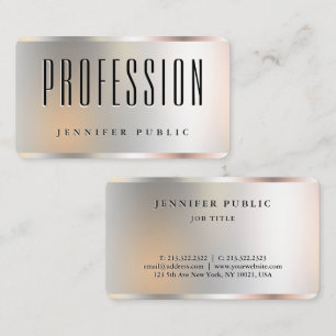 Cartão De Visita Elegante Faux Silver Modelo Seu Texto Personalizad