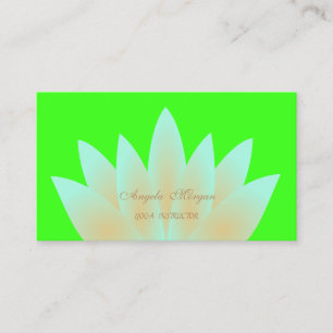 Cartão De Visita Elegante Flor de Lótus Adorável Verde Neon