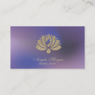 Cartão De Visita Elegante Flor de Lótus Brilhante Roxo Profissional