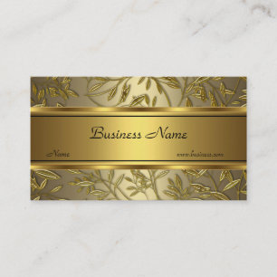 Cartão de Visita Elegante Floral Bronze Dourado Pr