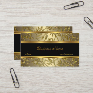 Cartão de Visita Elegante Floral Bronze Dourado Pr