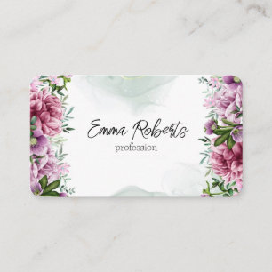 Cartão De Visita Elegante Floral de Aquarela Roxa Suave