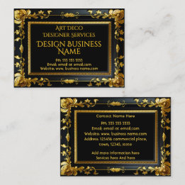 Cartão De Visita Elegante Floral Moderno Dourado Preto Ornamentado
