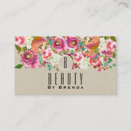 Cartão De Visita Elegante Floral Rústico Chic Kraft Glam Personaliz