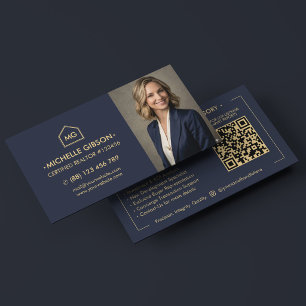 Cartão De Visita Elegante Foto de Marketing Profissional Azul Corre