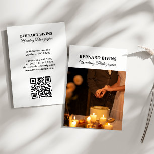 Cartão De Visita Elegante Fotógrafo Código QR de Mídia Social Simpl