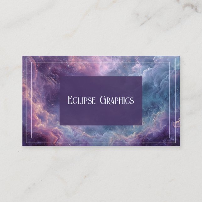 Cartão De Visita Elegante Galáxia Celestial Nebulosa Roxo Rosa Azul (Frente)