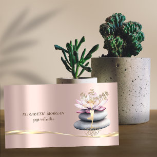 Cartão De Visita Elegante Garota Silhuette Lotus Zen Stones