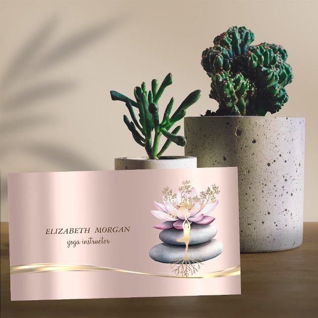 Cartão De Visita Elegante Garota Silhuette Lotus Zen Stones (Criador carregado)