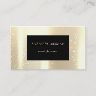 Cartão De Visita Elegante Glamour Moderno, Dourado Falso, Preto