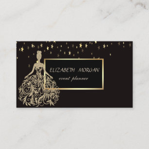 Cartão De Visita Elegante Glamour Moderno, Vestido Dourado Falso, E