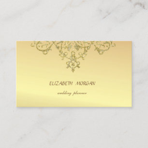 Cartão De Visita Elegante Glamouroso Chique, Dourado Falso, Renda B