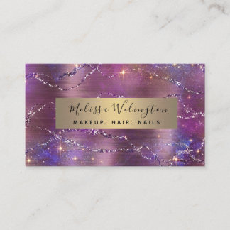 Cartão De Visita Elegante Glitter Faux Foil Lavanda Girly