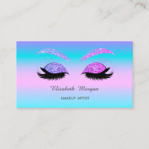 Cartão De Visita Elegante Glitter Faux Lashes Holográfico Ombre