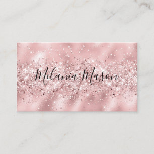 Cartão De Visita Elegante Glitter Rosa Dourado Maquiadora Espelhado