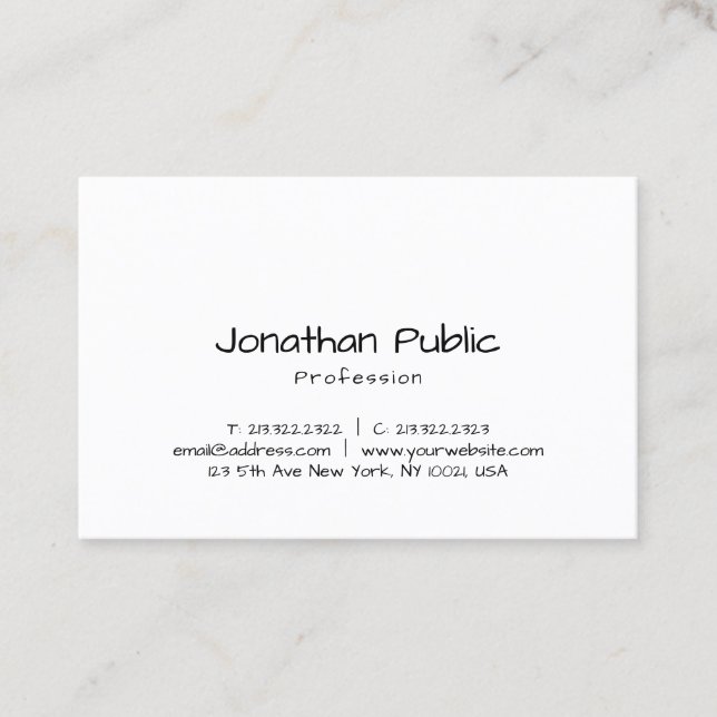 Cartão De Visita Elegante Handwrite Script Professional Modelo (Frente)