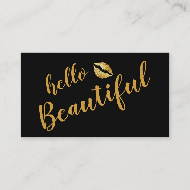 Cartão De Visita Elegante Hello Beaulinda Makeup Artista (Frente)
