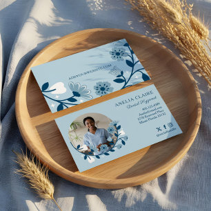 Cartão De Visita Elegante Higienista Dental com Floral em Flor Foto