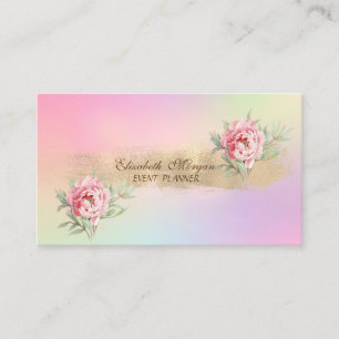 Cartão De Visita Elegante Holographic, Flores - Traço De Pincel