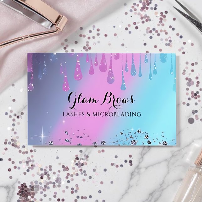 Cartão De Visita Elegante Holographic Lashes Beauty Salon Card (Holographic Business Card)