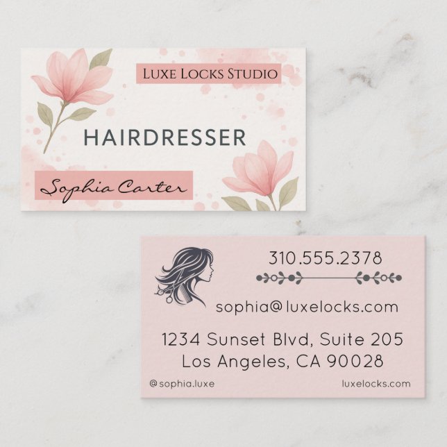 Cartão de visita Elegante Horizontal Duplo Lado (Frente/Verso)