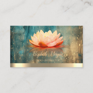 Cartão De Visita Elegante Instrutor de Yoga com Faixa de Ouro e Lót