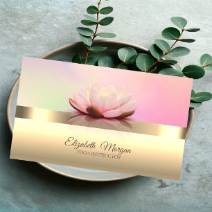 Cartão De Visita Elegante Instrutora de Yoga Flor de Lótus Chic Mod