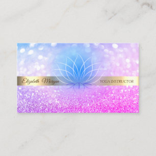 Cartão De Visita Elegante Instrutora de Yoga Lotus com Faixa Dourad