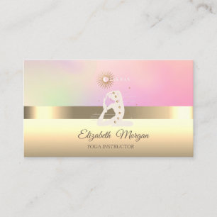 Cartão De Visita Elegante Instrutora de Yoga Profissional Garota Ch